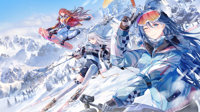 Anime Girls Skiing — Blue, Active