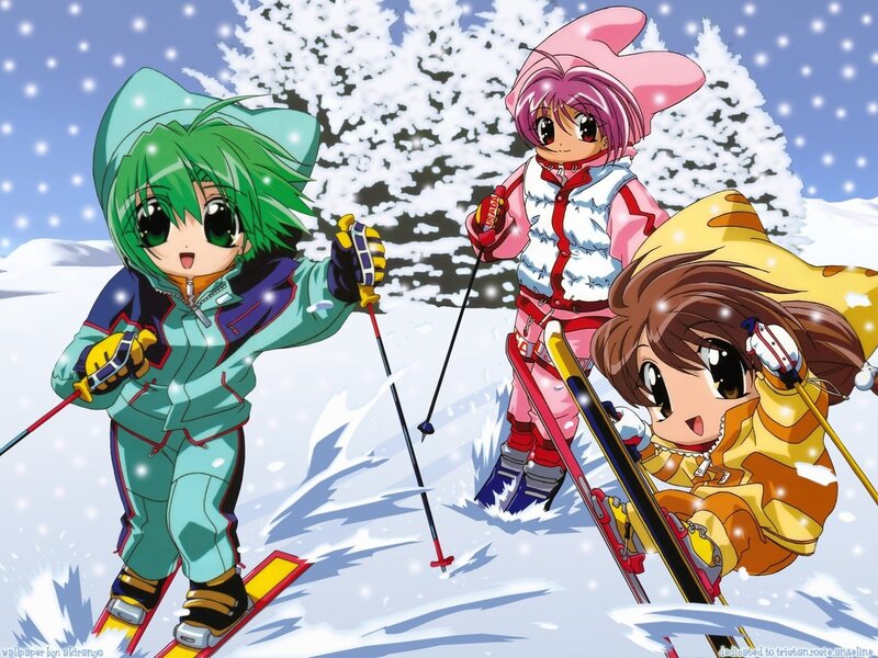 anime girls skiing