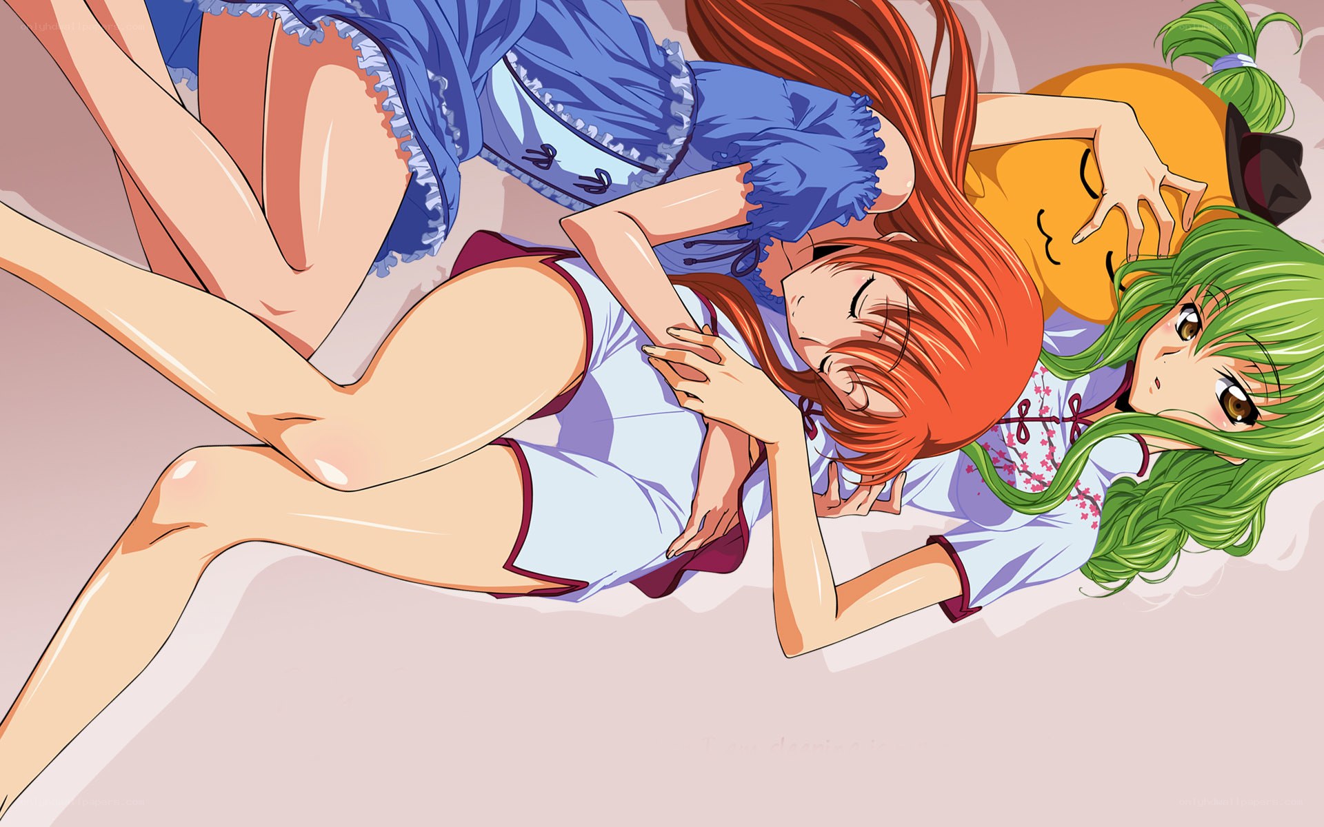 anime girls sleeping together