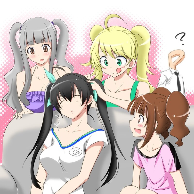 anime girls styling hair