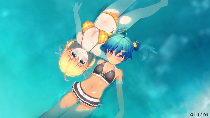 Anime girls swimming underwater