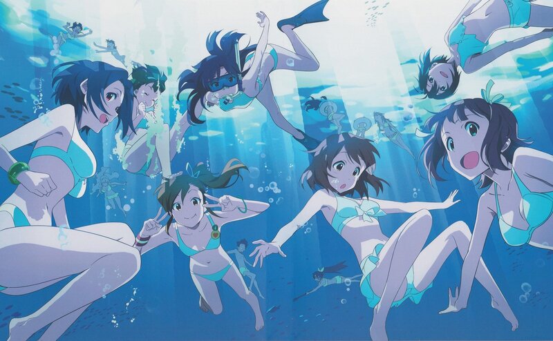 anime girls swimming underwater