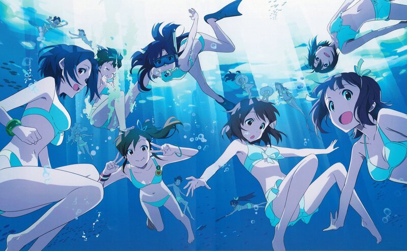 anime girls swimming underwater