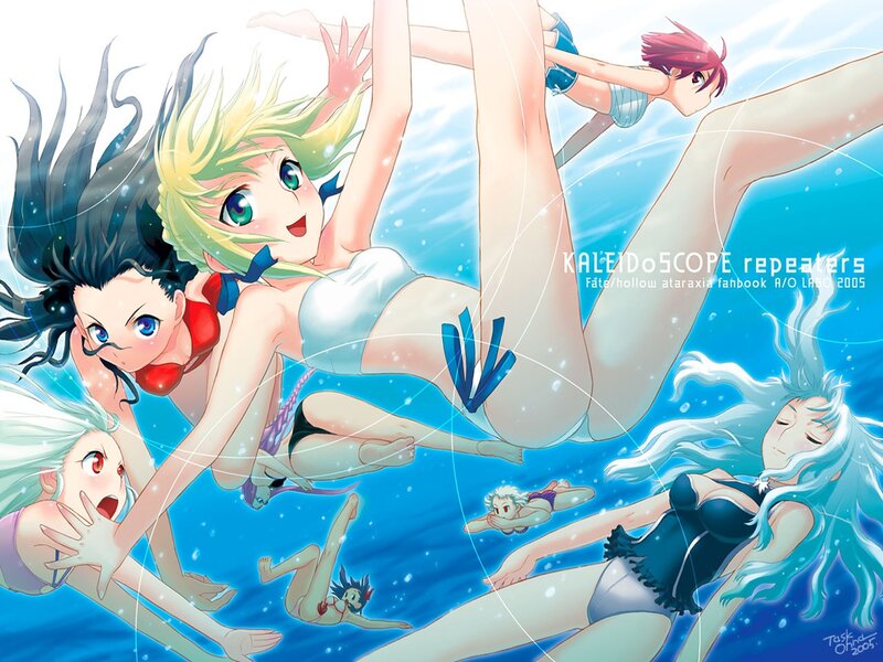 anime girls swimming underwater