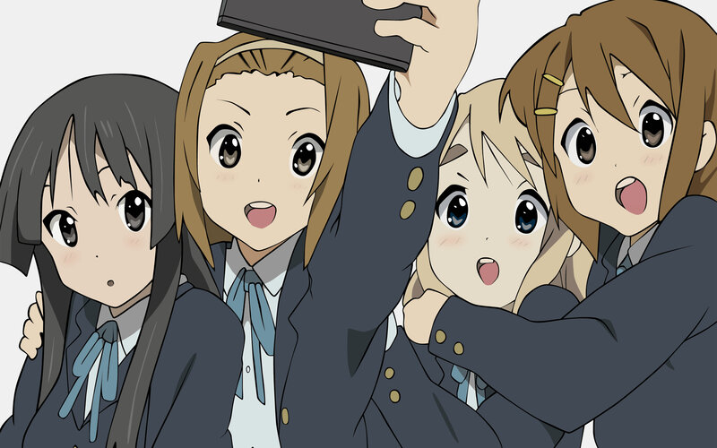 anime girls taking a selfie