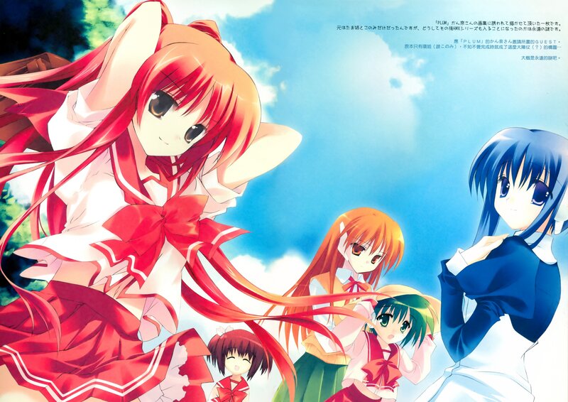 Anime girls under blue sky
