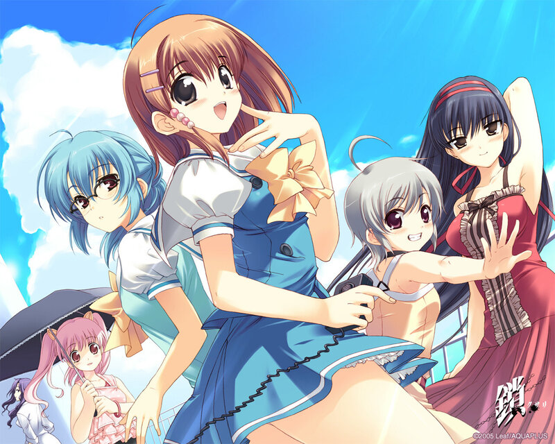 Anime girls under blue sky