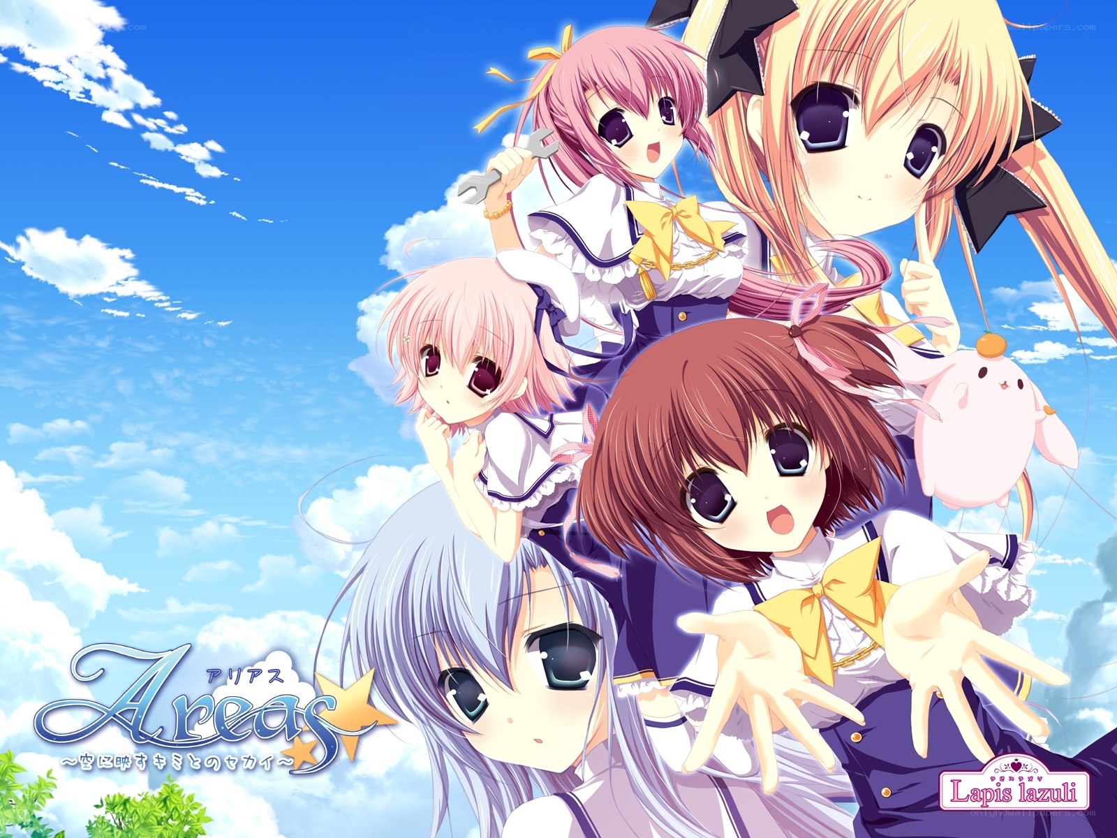 Anime girls under blue sky