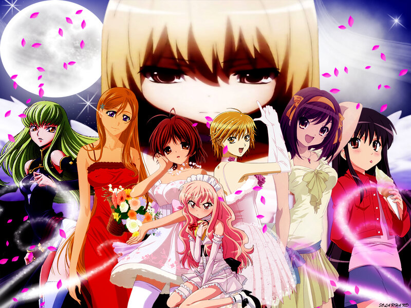 anime girls under moonlight