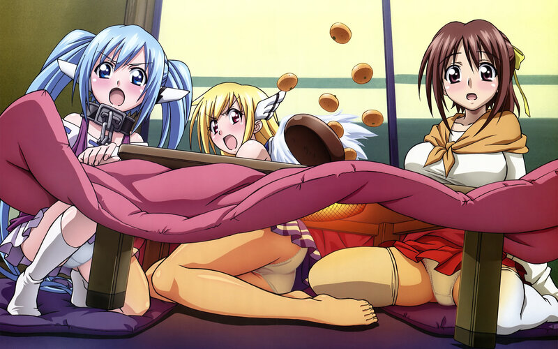 Anime girls under table