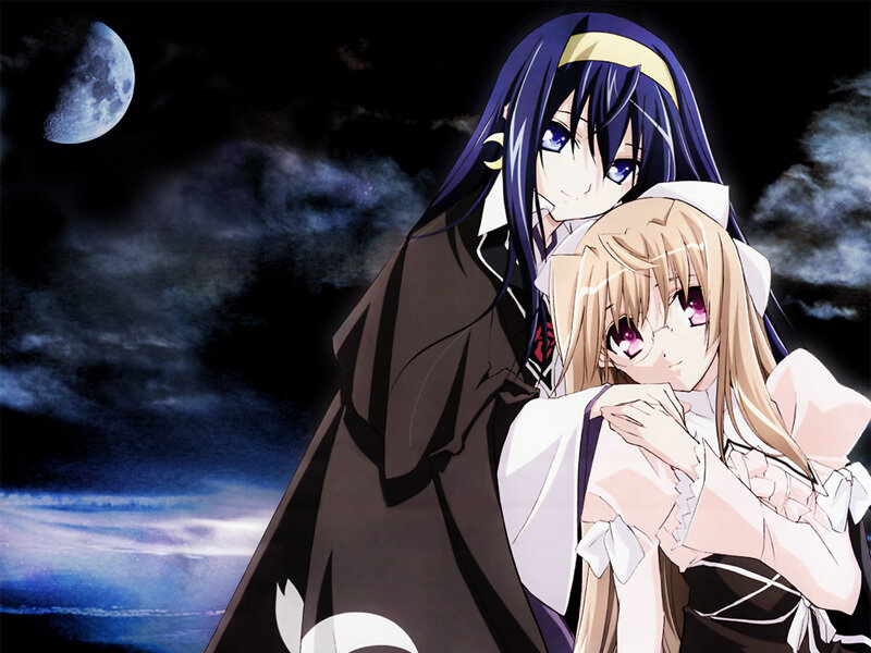 anime girls under the moon