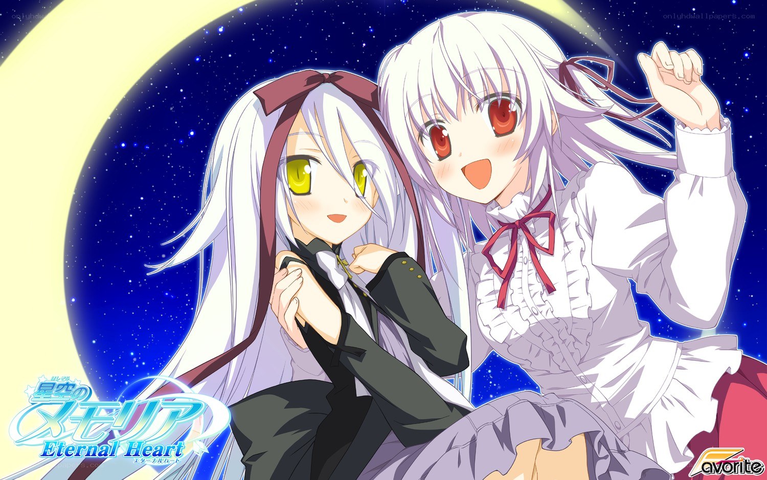 Anime girls under the moon
