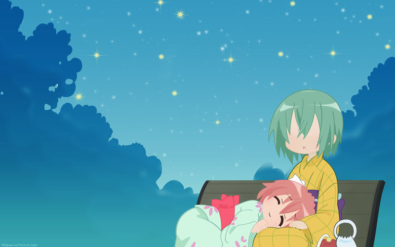 Anime girls under the stars