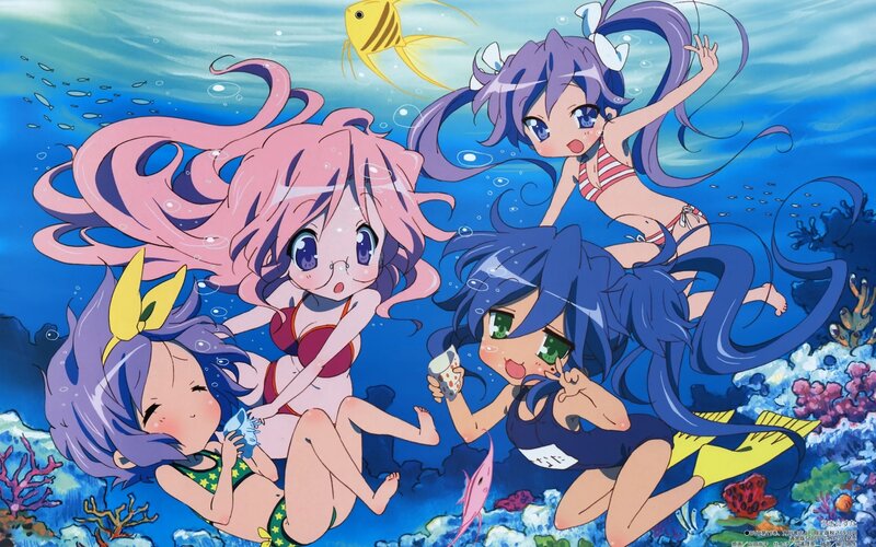 anime girls underwater