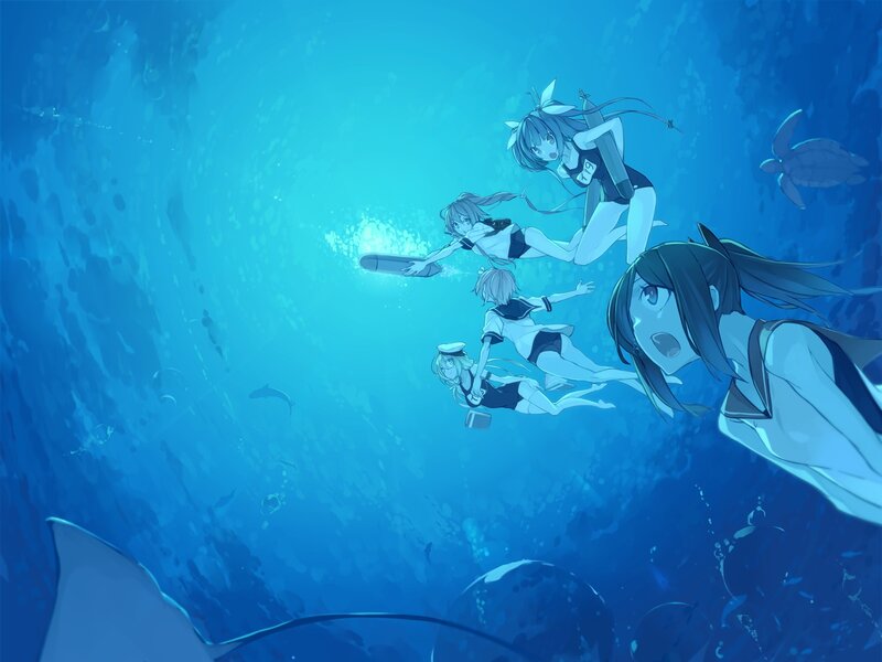 Anime Girls Underwater — Blue