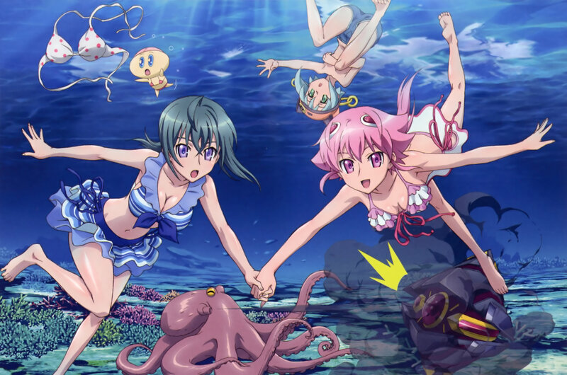anime girls underwater scene