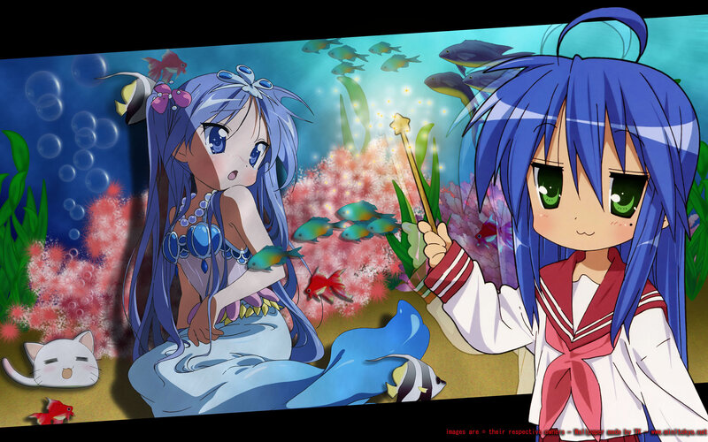 Anime girls underwater scene