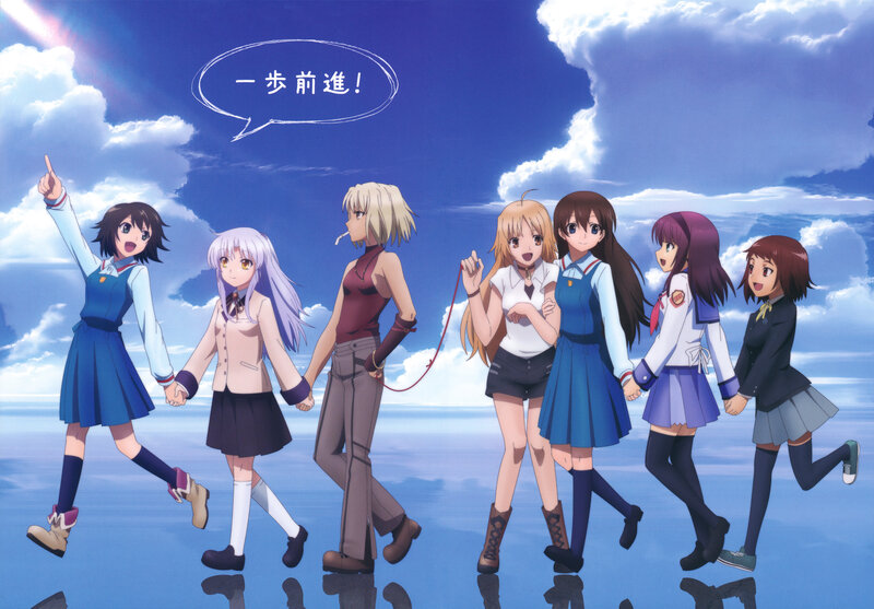 anime girls walking forward