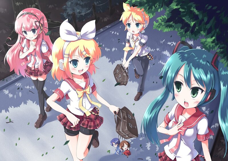 anime girls walking in park