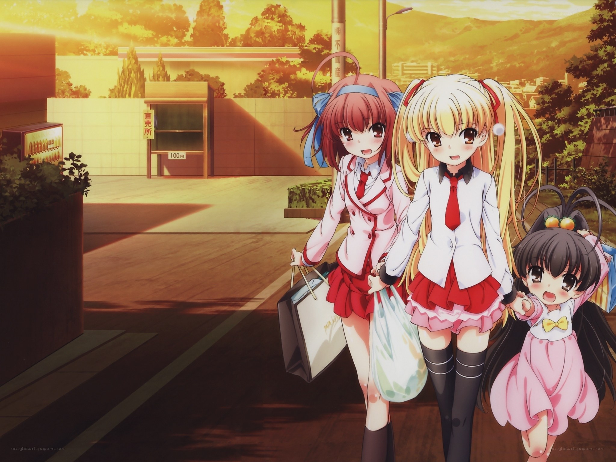 anime girls walking together