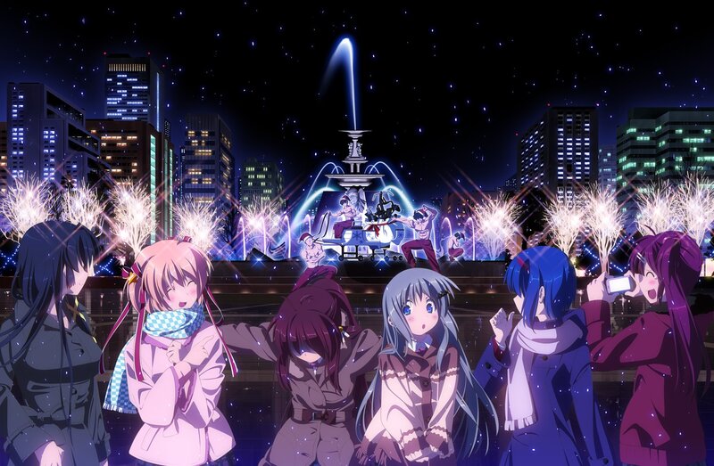 Anime girls watching fireworks