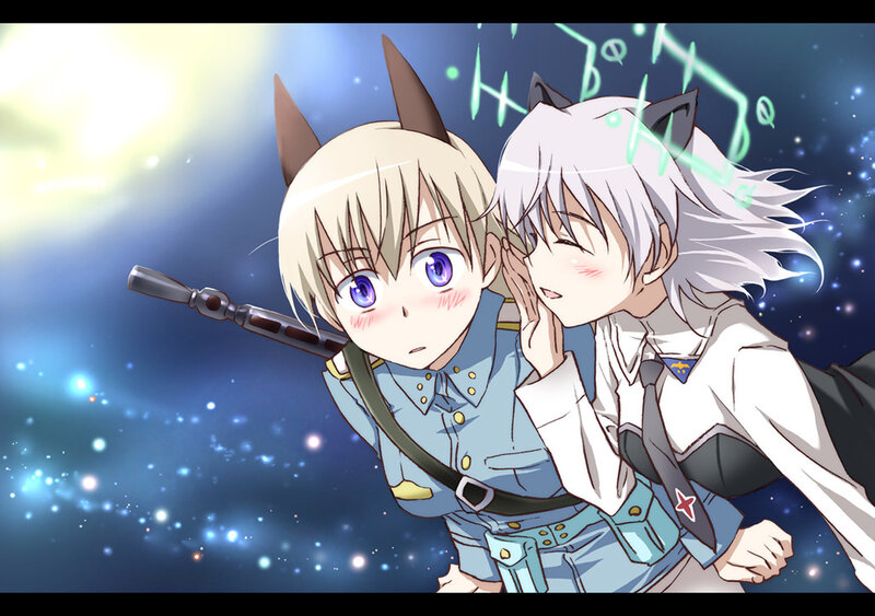 anime girls whispering in space