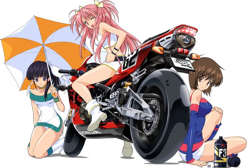 Anime girls with a motorcycle
