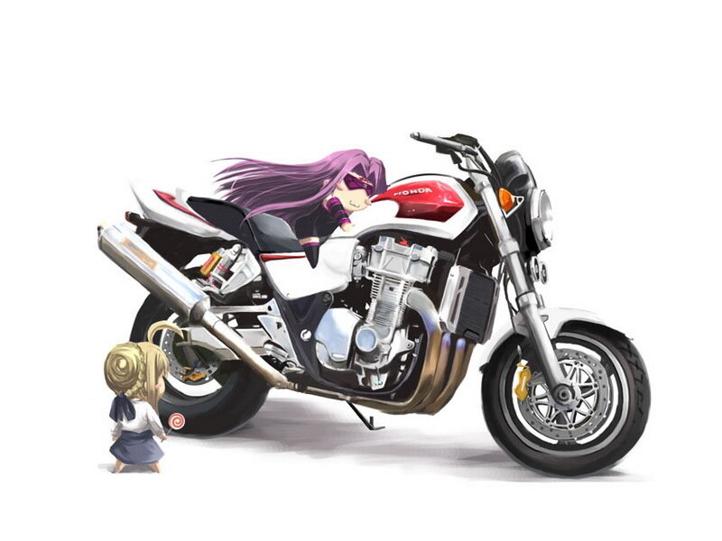 Anime girls with a motorcycle