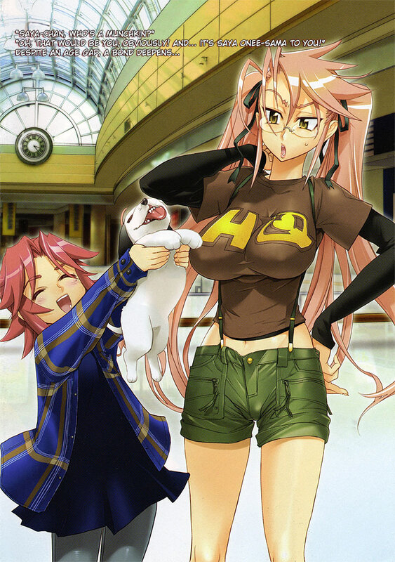 Anime girls with a puppy