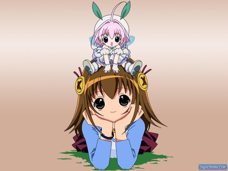 Anime girls with a small creature