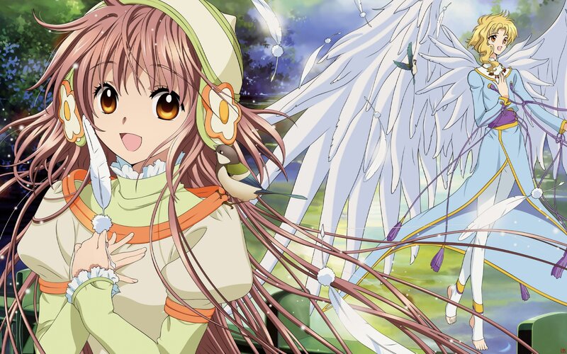 Anime girls with angel wings