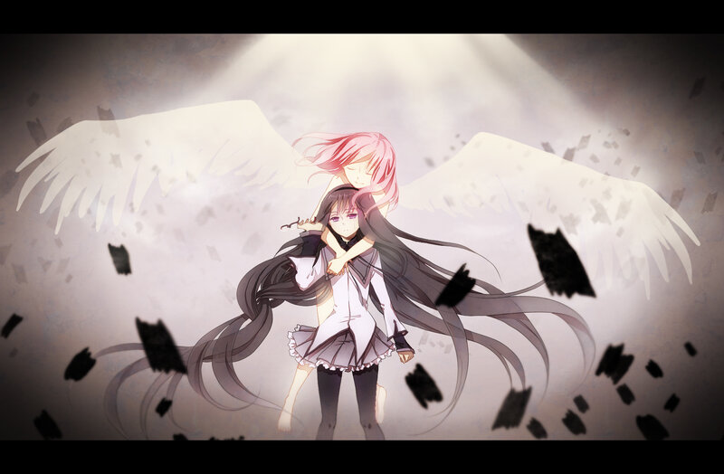 Anime girls with angel wings