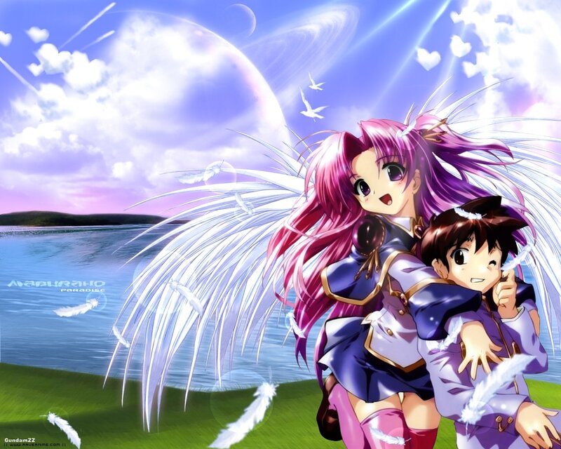 Anime girls with angel wings