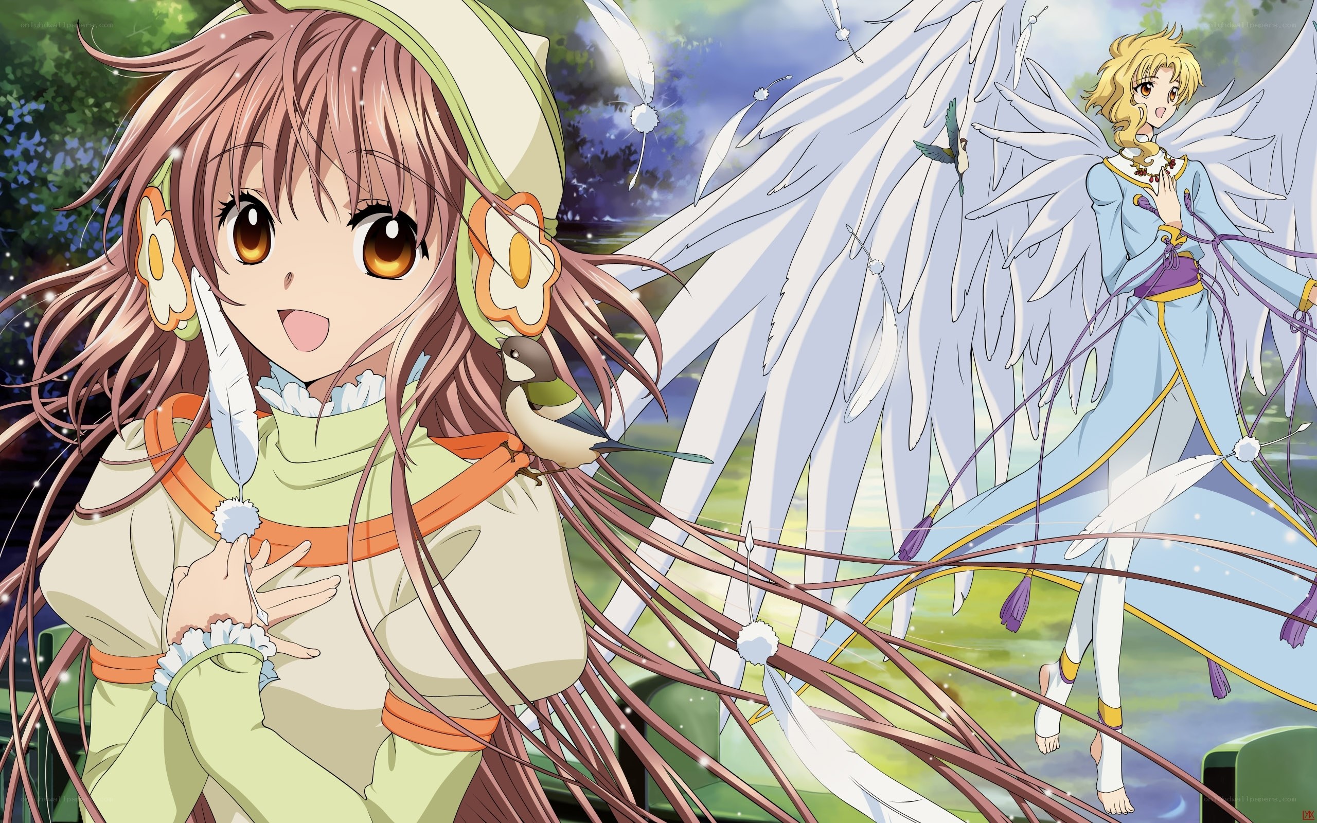 Anime girls with angel wings