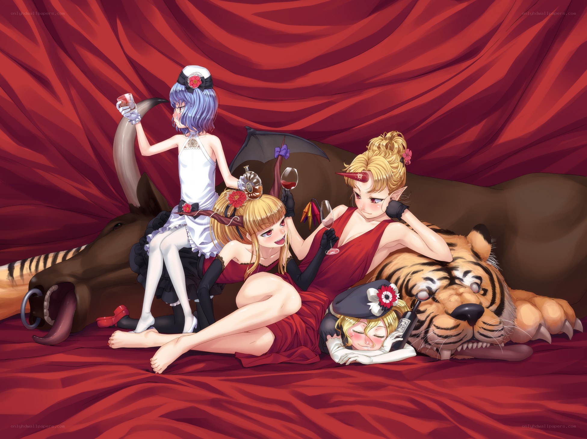 anime girls with animals