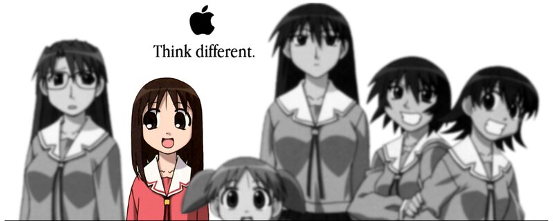 Anime girls with Apple ad