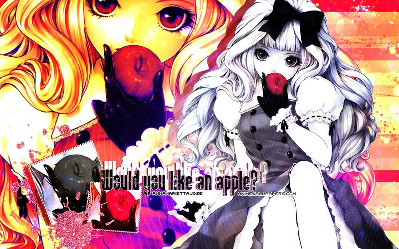 Anime Girls with Apples — Yellow