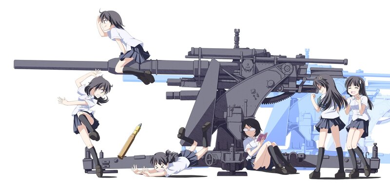 Anime girls with artillery gun