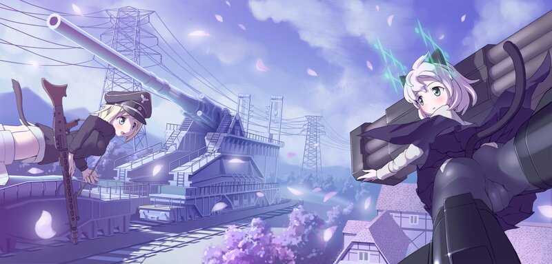 Anime girls with artillery guns