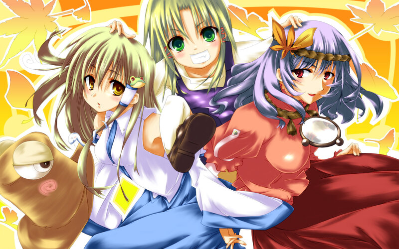 anime girls with autumn leaves
