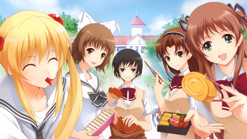 Anime Girls with Bento Boxes — Blue