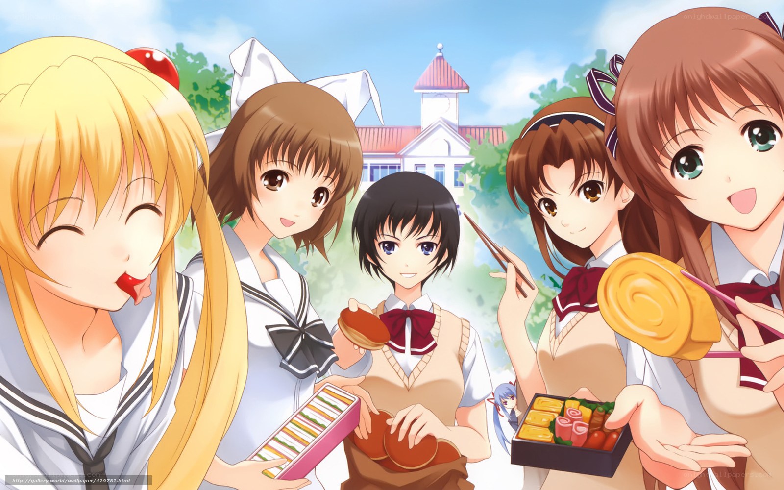 Anime girls with bento boxes