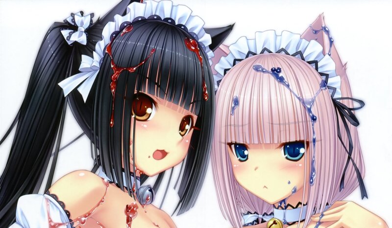 Anime girls with blood and tears