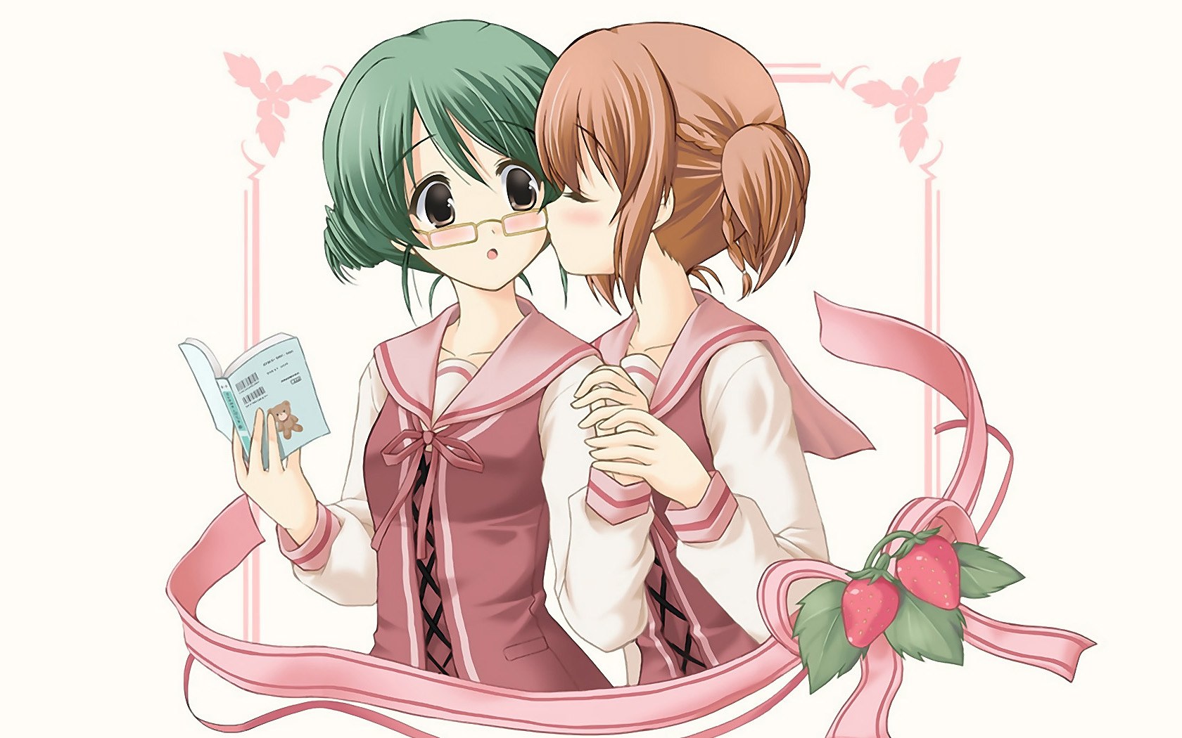 anime girls with book