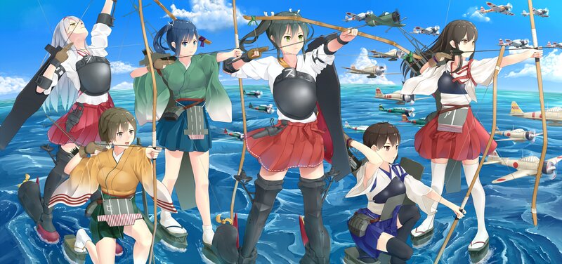 Anime Girls with Bows — Blue