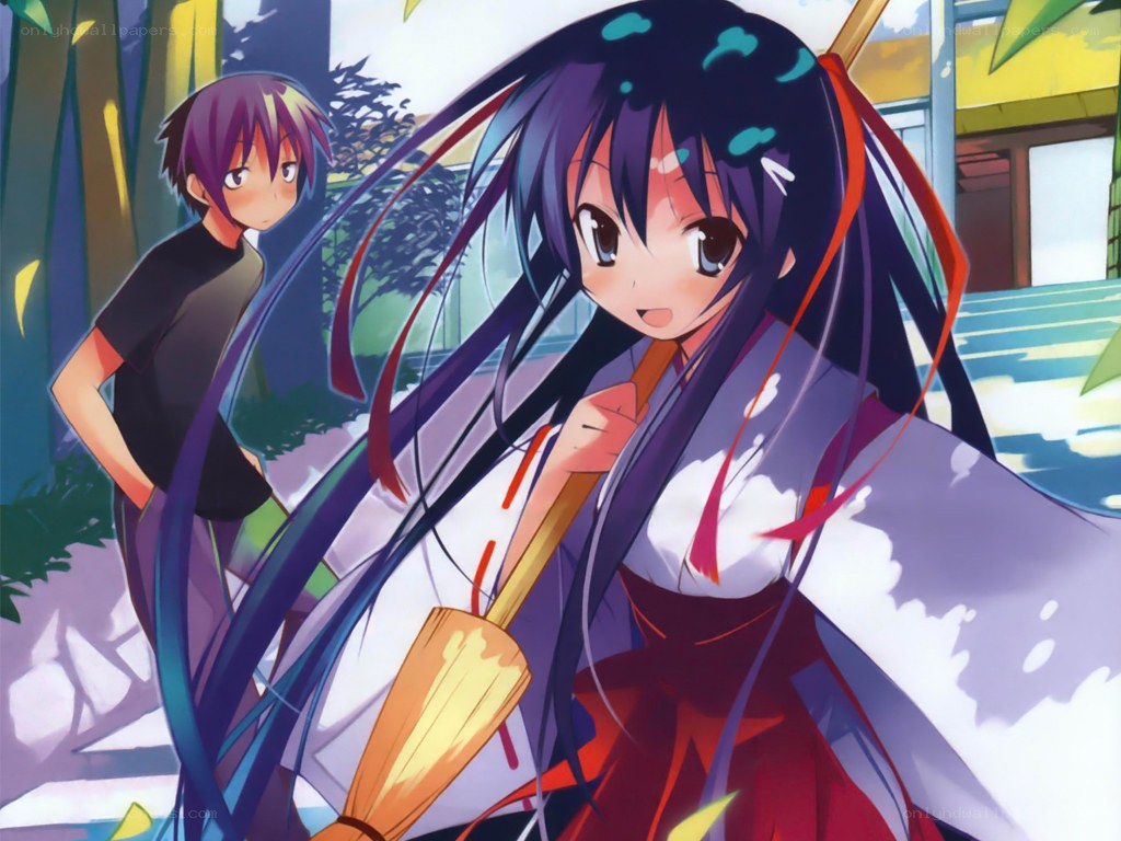 Anime girls with broom