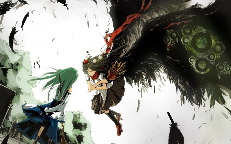 anime girls with broomsticks