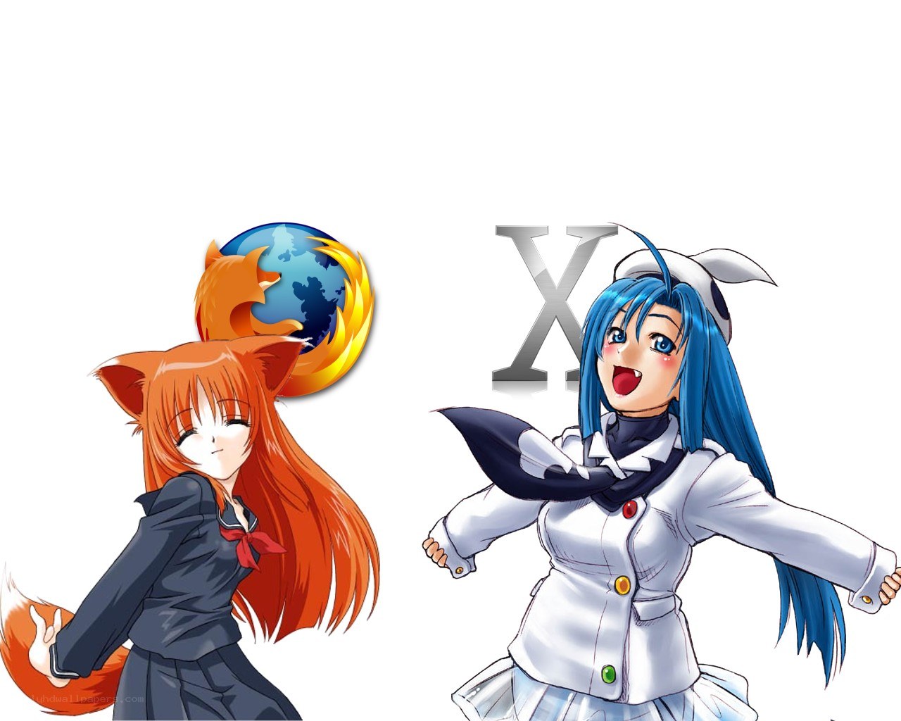 anime girls with browser logos