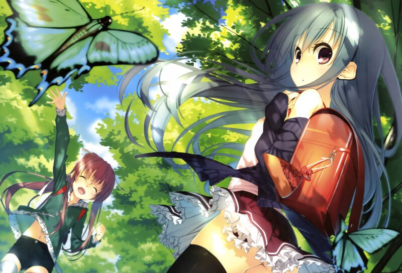 Anime girls with butterflies