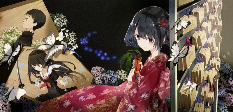 Anime girls with butterflies